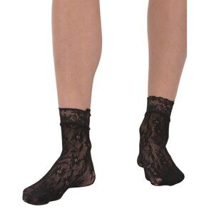 STEMS Black Floral Fishnet Socks